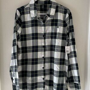 New Fox Racing Women’s Sz Small Pines Flannel Yellow Black Plaid
